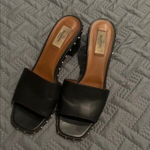Valentino Black Leather Mules